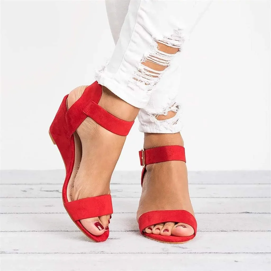 Eduavar Womens Wedge Sandals, Orthopedic Sandals for Women Open Toe Ankle Strap Wedge Sandals Summer Dress Shoes