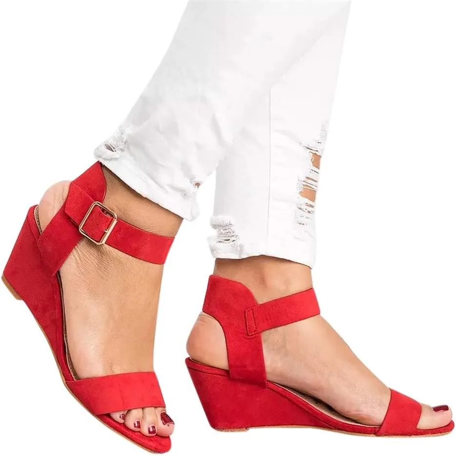 Eduavar Womens Wedge Sandals, Orthopedic Sandals for Women Open Toe Ankle Strap Wedge Sandals Summer Dress Shoes
