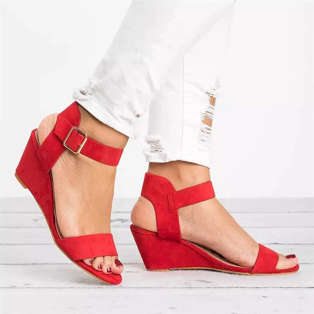 Eduavar Womens Wedge Sandals, Orthopedic Sandals for Women Open Toe Ankle Strap Wedge Sandals Summer Dress Shoes