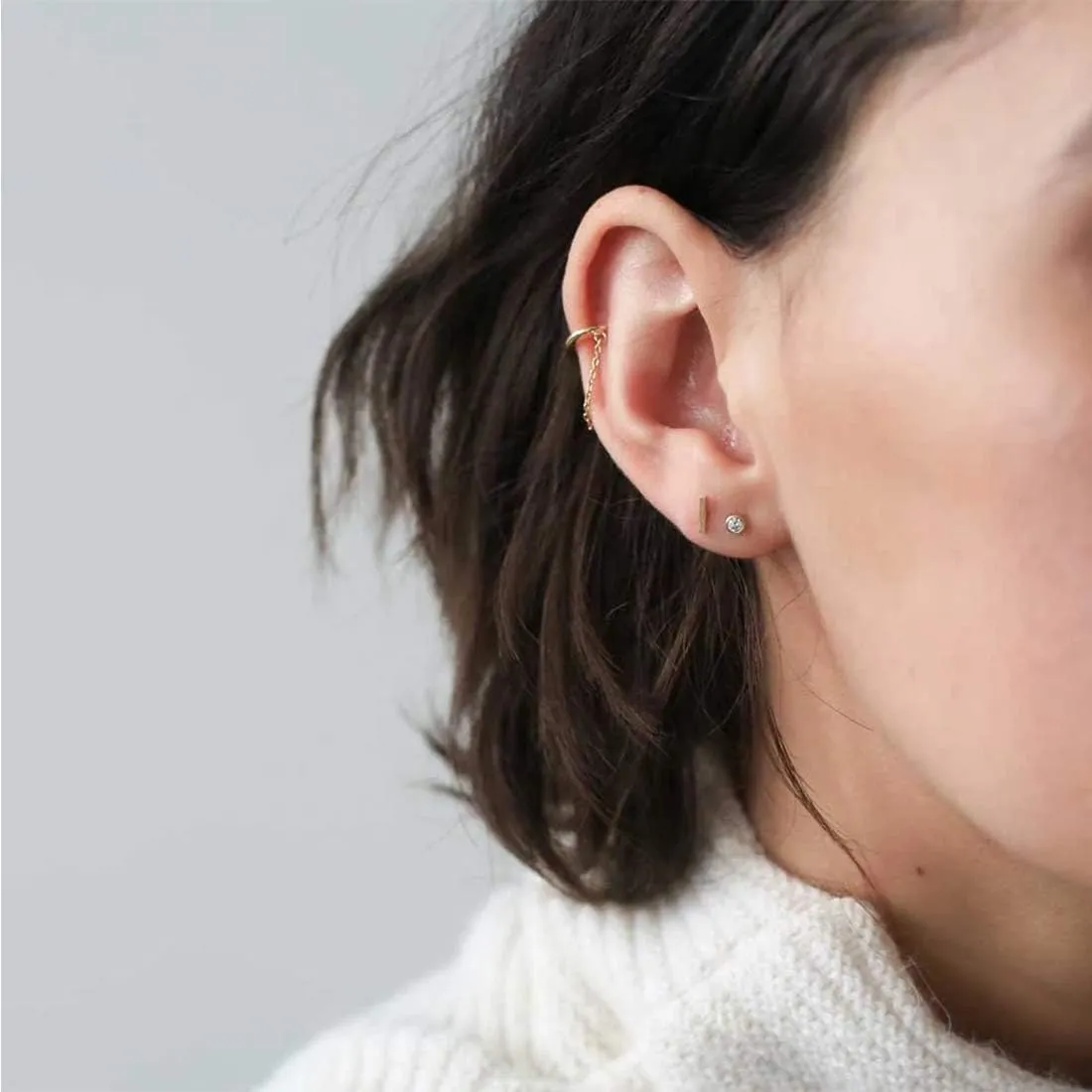 EPIRORA Sterling Silver Stud Earrings for Women Men- 4 Pairs of Hypoallergenic Simple Geometric Small Stud Earring Set Tiny Circle Triangle Square Bar Stud Earrings Mini Cartilage Tragus Earrings