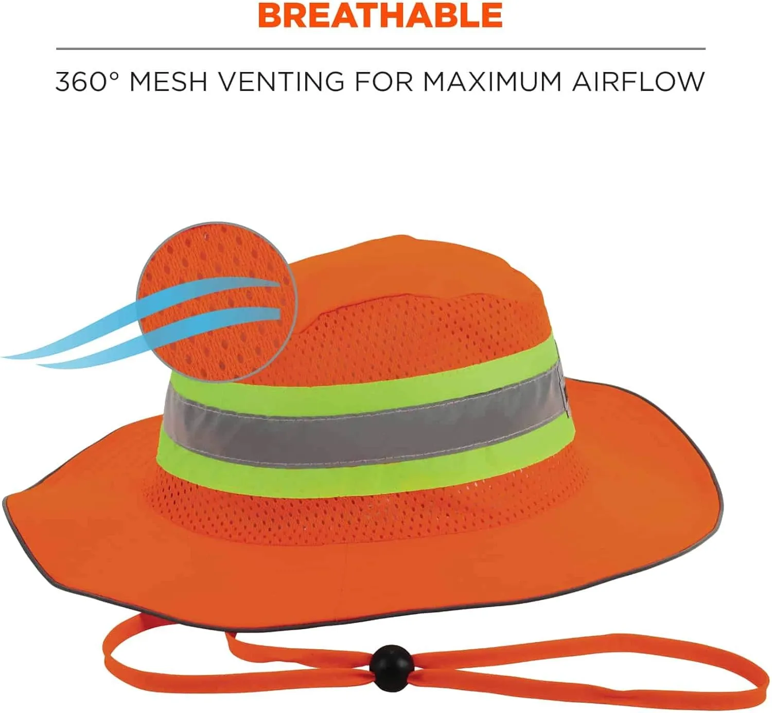 Ergodyne GloWear 8935 High Visibility Reflective Ranger Sun Hat,Orange, Large/X-Large