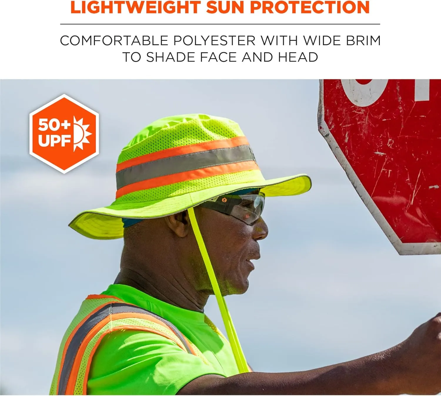 Ergodyne GloWear 8935 High Visibility Reflective Ranger Sun Hat,Orange, Large/X-Large