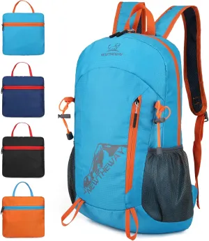 Esup 20L Lightweight Hiking Backpack Foldable Small Travel Backpack Packable Camping Backpack for Women Men (Orange)
