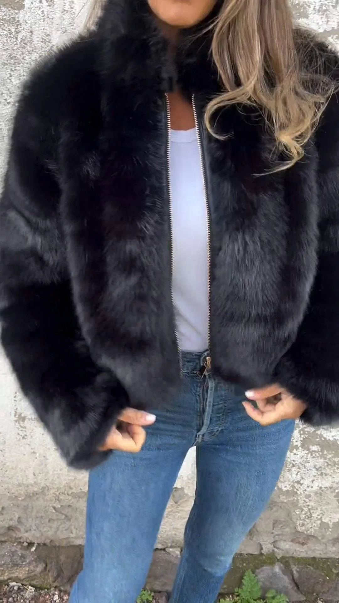 Eveline  Fur Jacket with Zip