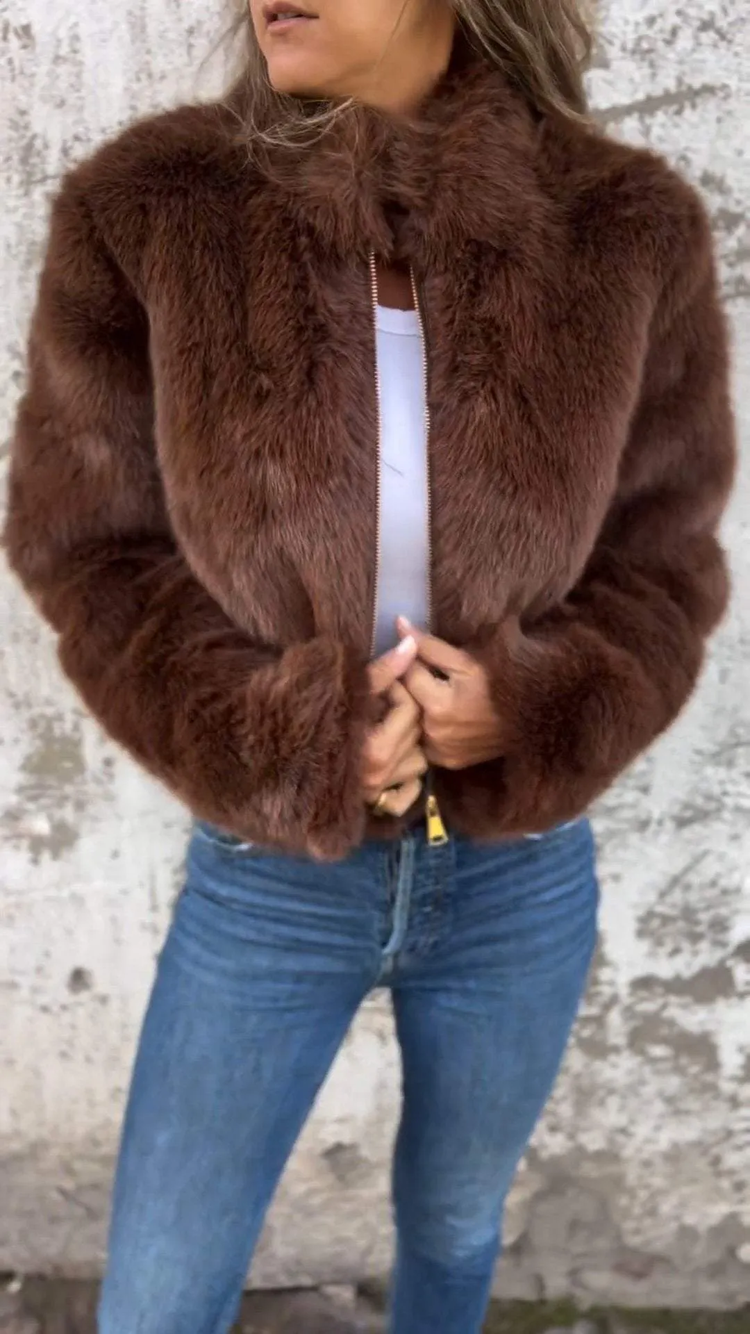 Eveline  Fur Jacket with Zip