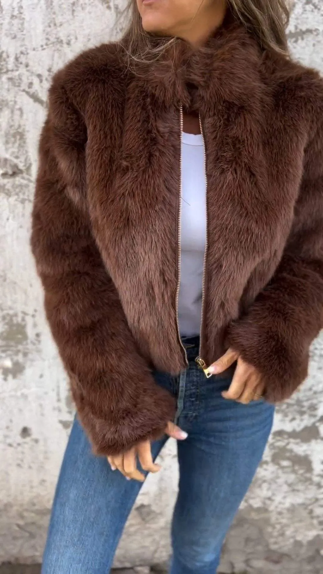 Eveline  Fur Jacket with Zip