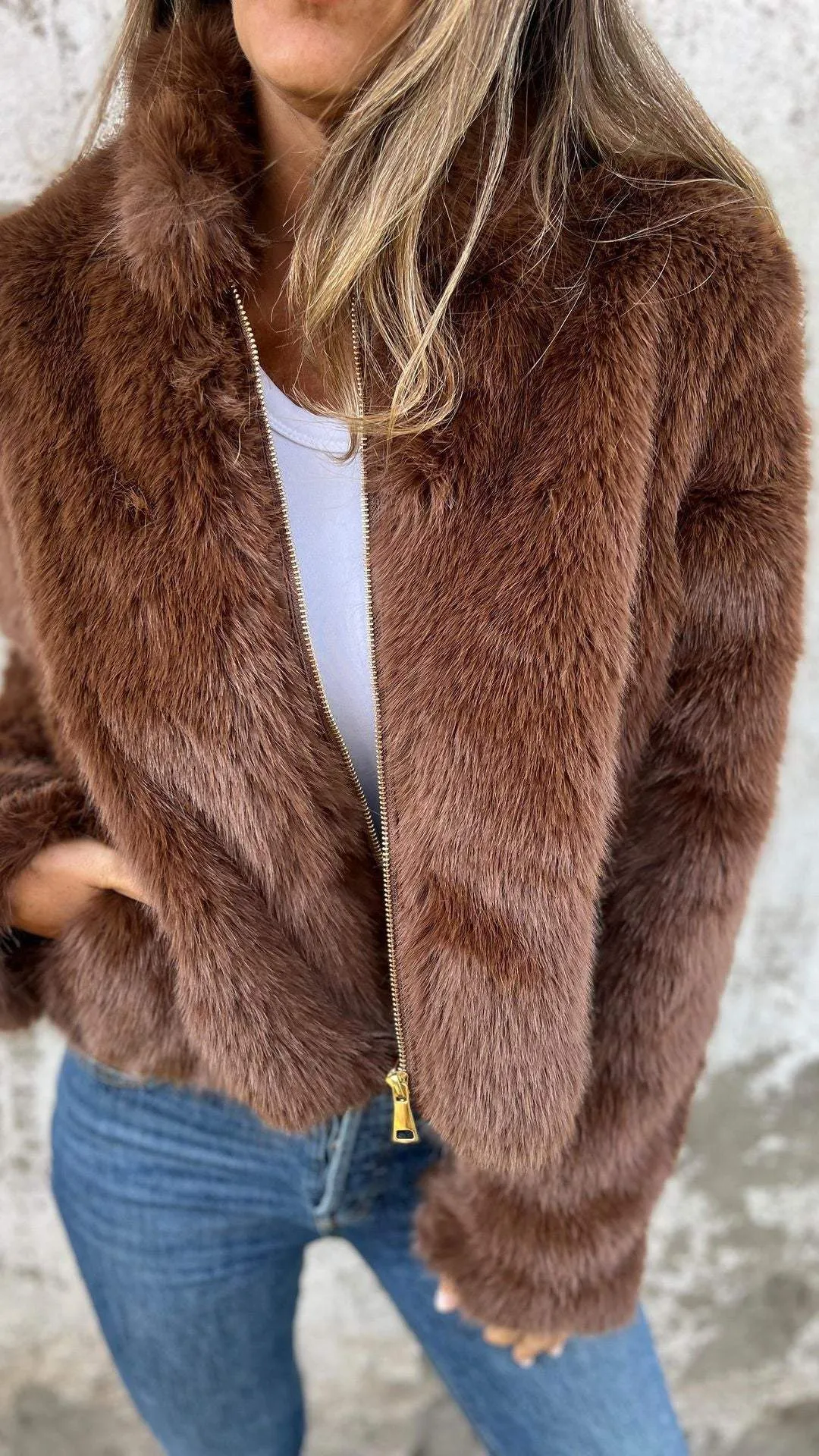 Eveline  Fur Jacket with Zip
