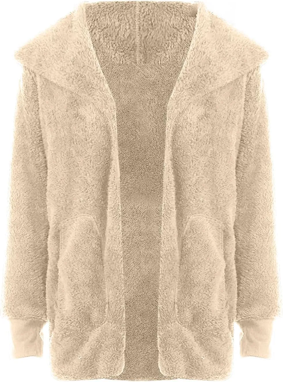 Fall Winter Cardigan Coats for Women Fuzzy Open Front Hooded Jackets Flannel Lightweight Fluffy Outerwear