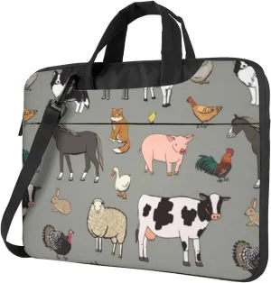 Farm Animals Cow Pig Modern 13-15.6 Inch Laptop Bag For Man And Women, Computer Messenger Bag, Trendy Shoulder Strap Design