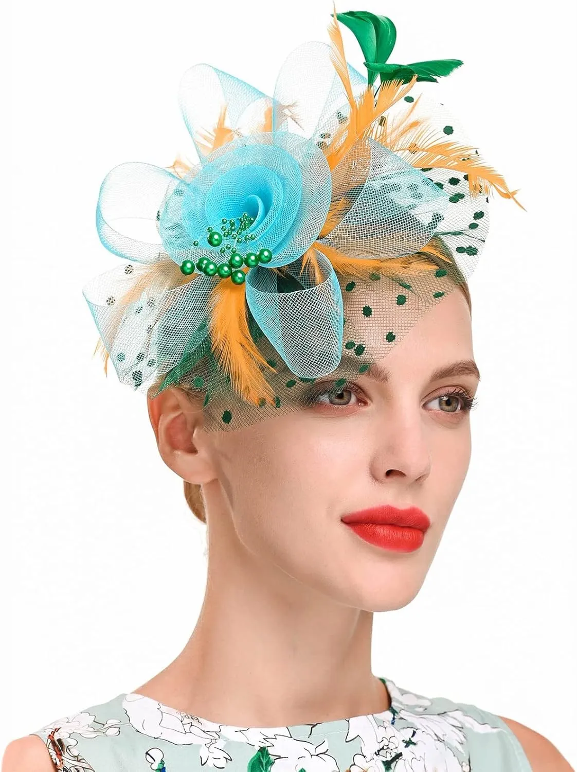 Fascinator Hats for Women Tea Parties Hats Fascinators Kentucky Hat Wedding Carnival Feathers Headband