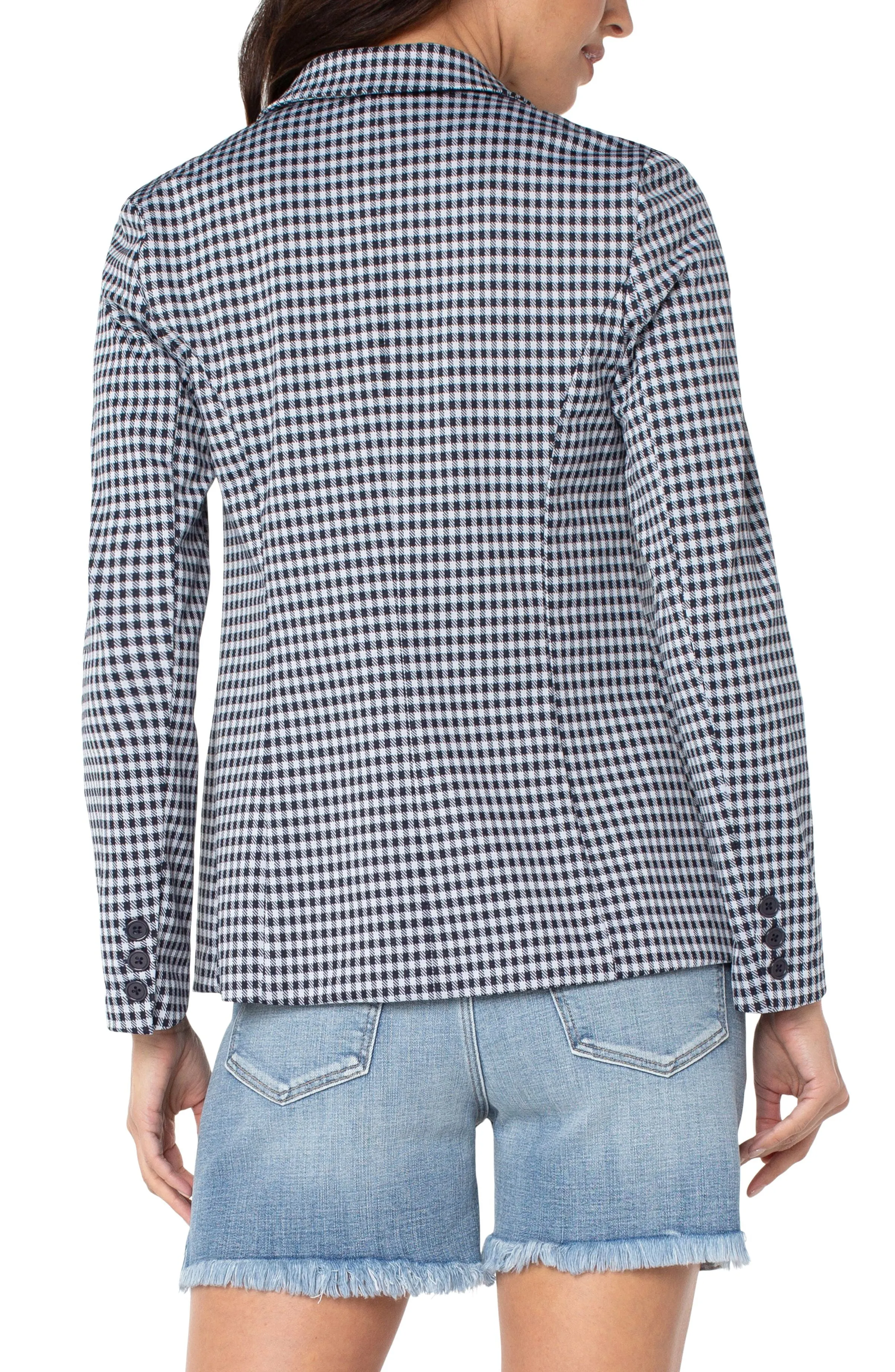 FINAL SALE NIMA NAVY AND WHITE GINGHAM FITTED BLAZER - LIVERPOOL LOS ANGELES LM1601TS27