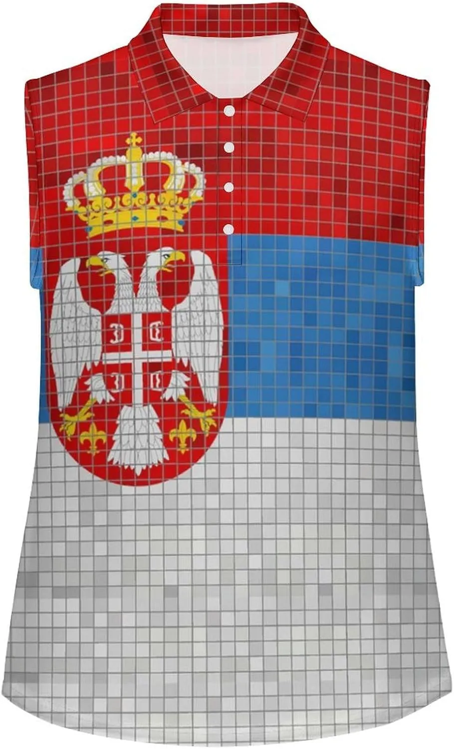 Flag of Serbia Women's Sleeveless Golf Polo Shirts Athletic Tank Tops