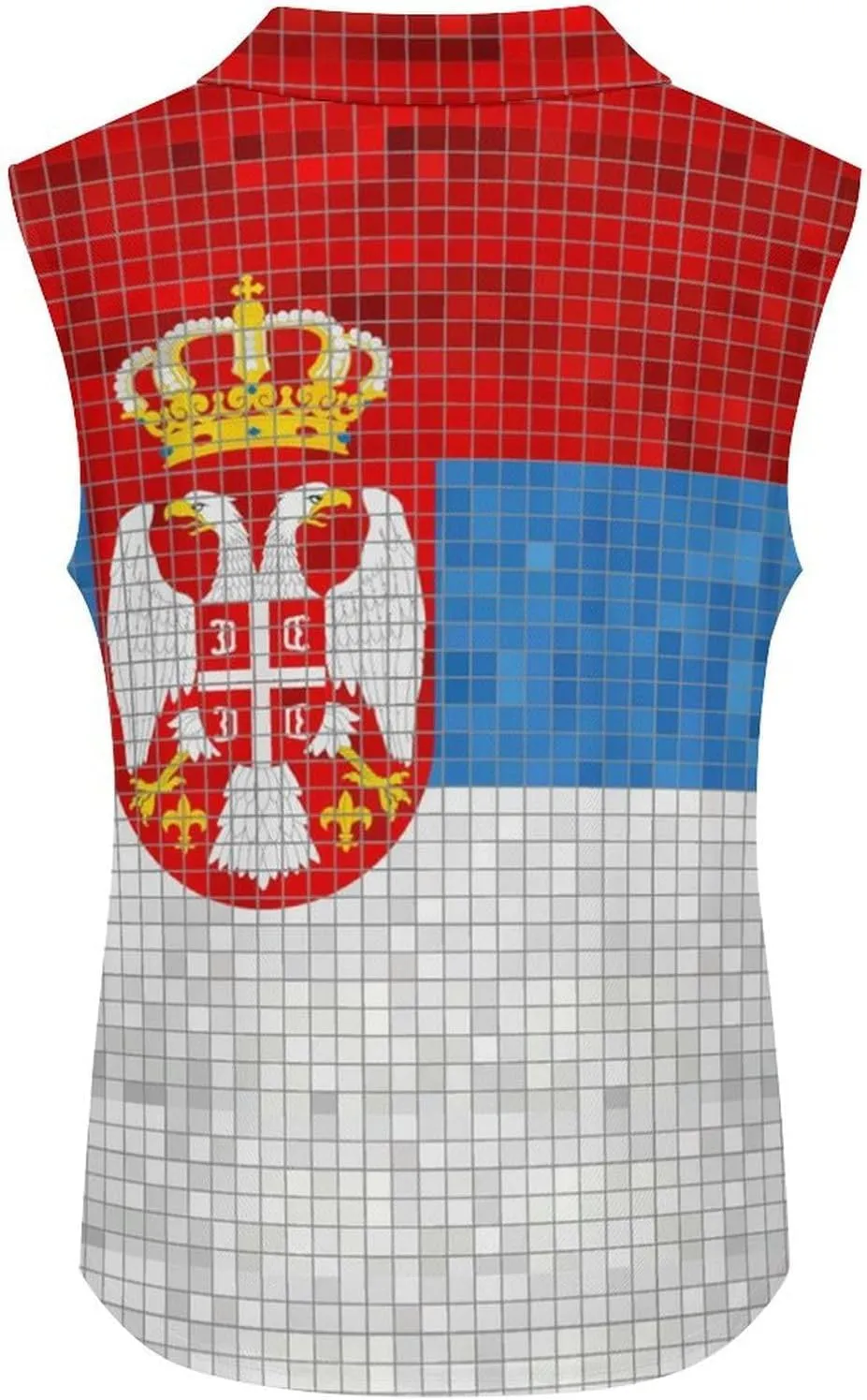 Flag of Serbia Women's Sleeveless Golf Polo Shirts Athletic Tank Tops