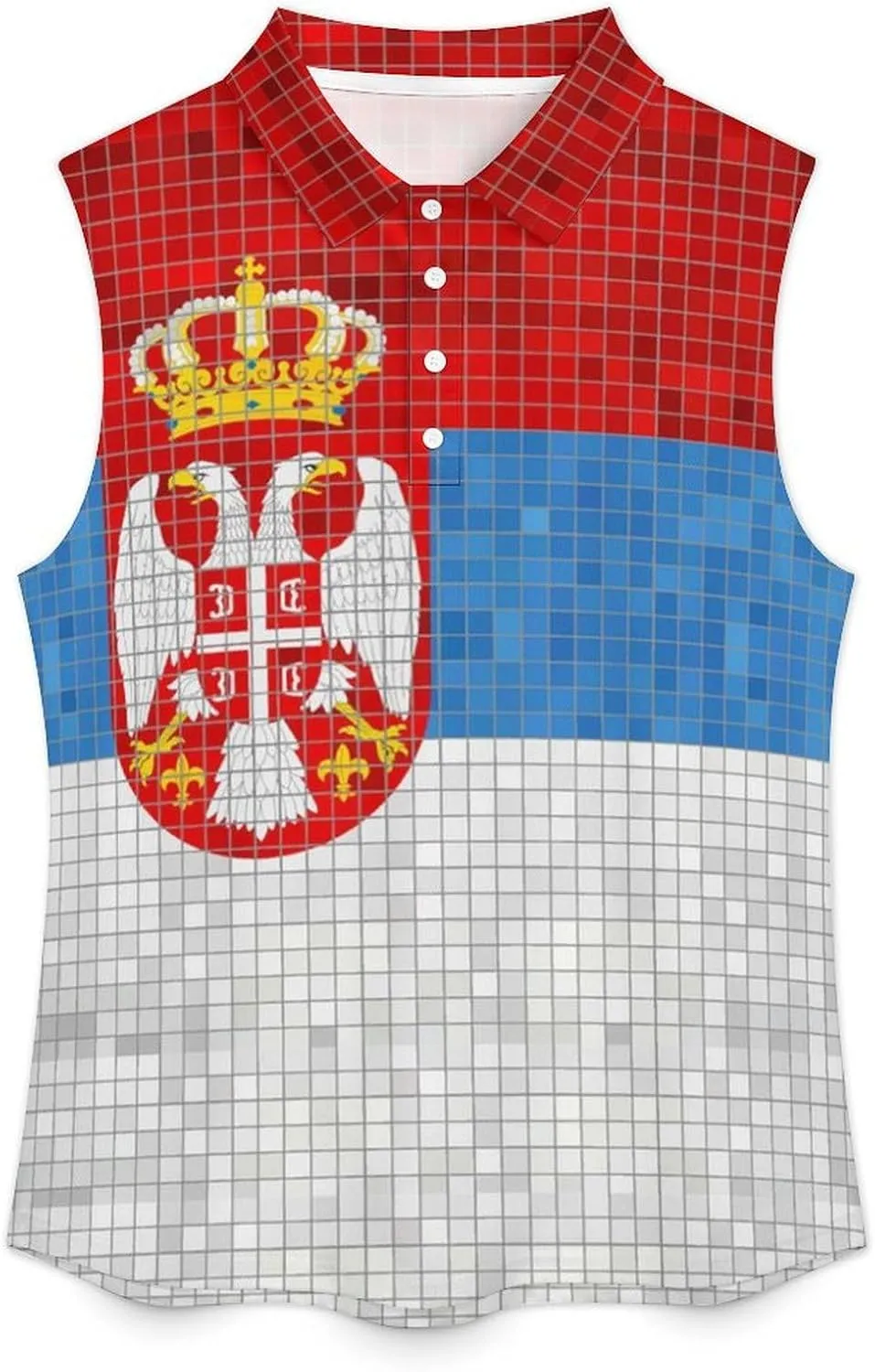 Flag of Serbia Women's Sleeveless Golf Polo Shirts Athletic Tank Tops