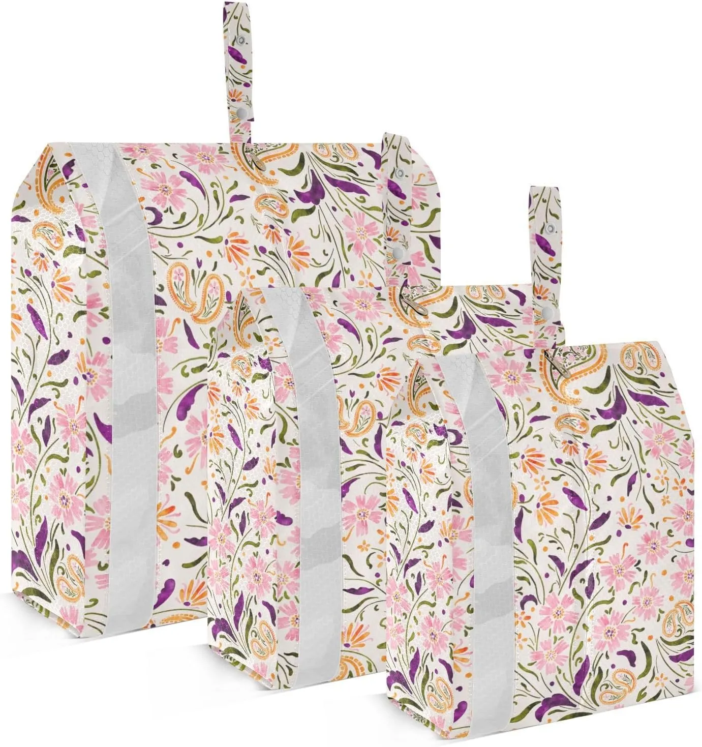 Floral Paisley Packing Cubes Set of 3, Lightweight Travel Luggage Organizers Foldable Bags for Easy Packing and Organization