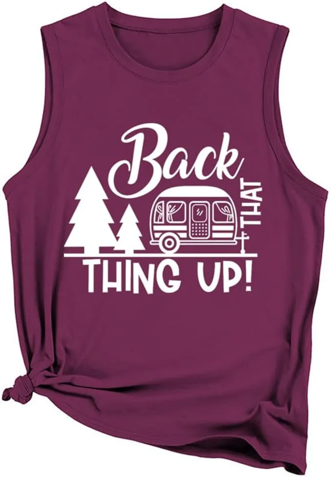 FORHVIPS Back That Thing Up Tank Top for Women Summer Camping Life Tees Adventure Hiking Vest Camper Gifts
