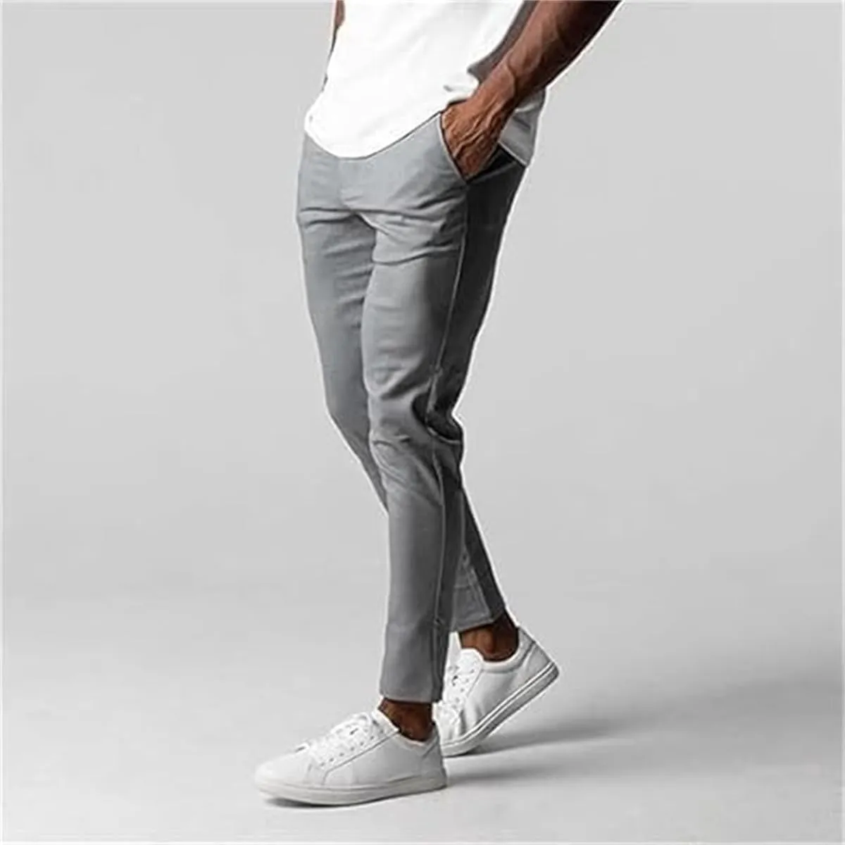 Foueo Active Chinos, Active Chinos Pants Men, Mens Dress Pants Casual Solid Trousers, Slim Fit Stretch Skinny Pants