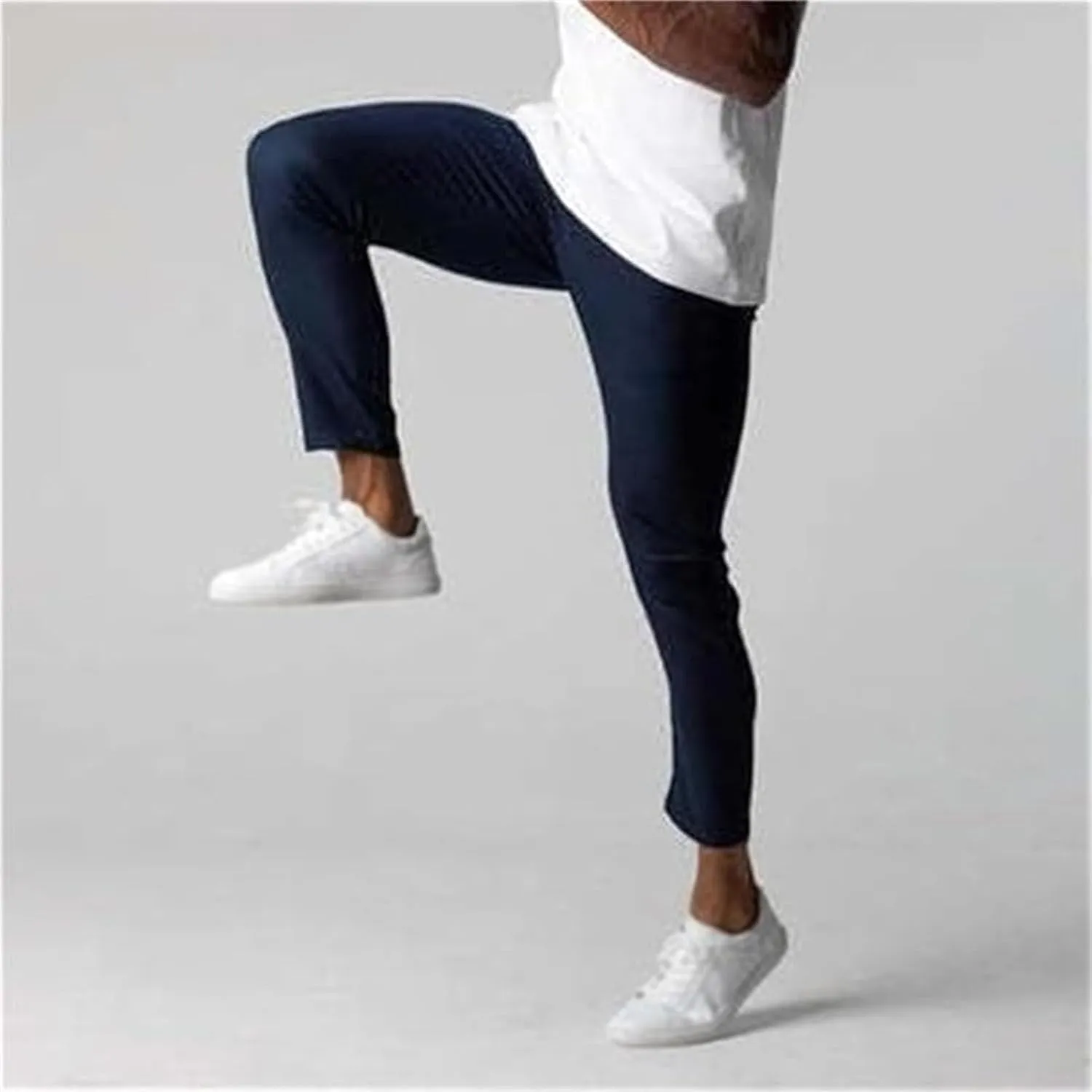 Foueo Active Chinos, Mens Chinos Slim Fit Stretch Skinny Tapered Dress Pants Casual Solid Trousers with Pockets