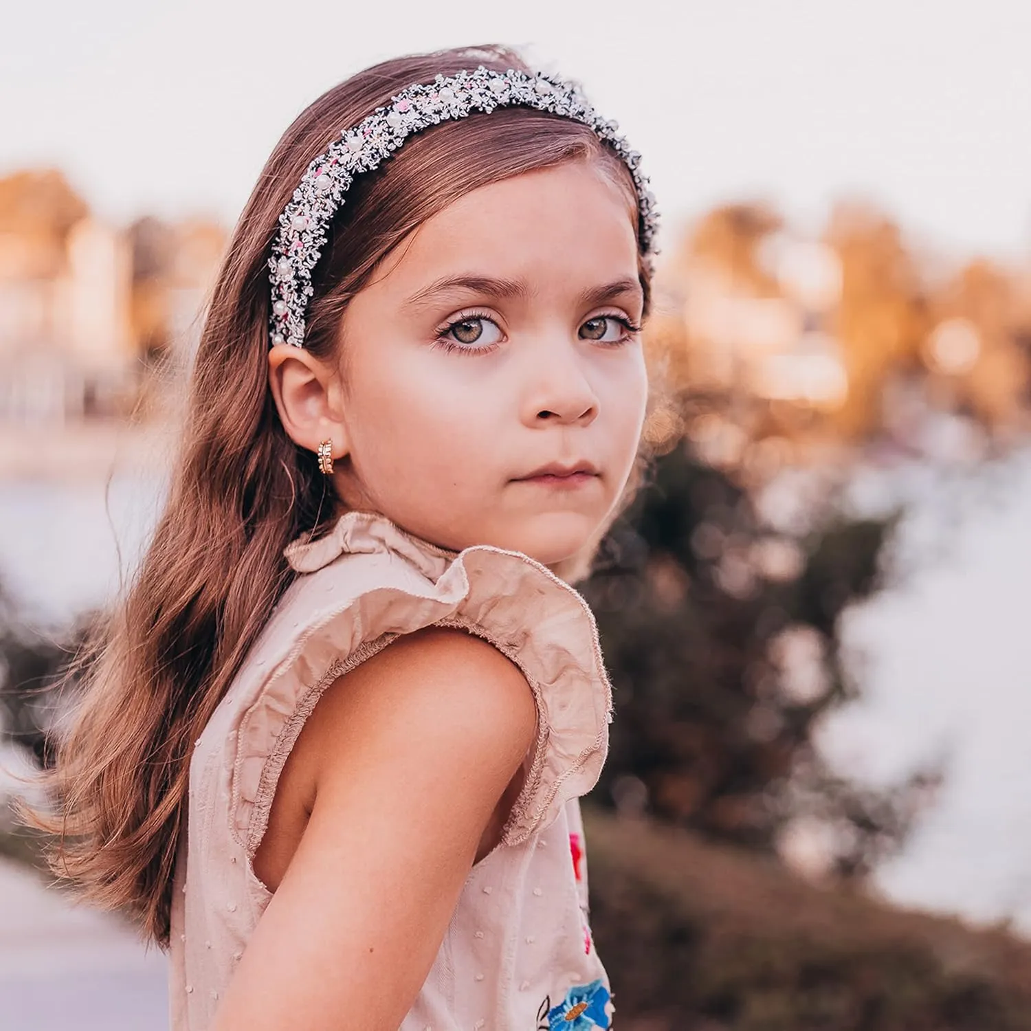 FROG SAC 2 Beaded Headbands for Girls, Pink Pearl Bead Hair Bands for Kids, Cute Fashion Girl Headband Hair Accessories, Confetti Hairbands for Children, Easter Basket Fillers Stocking Stuffers