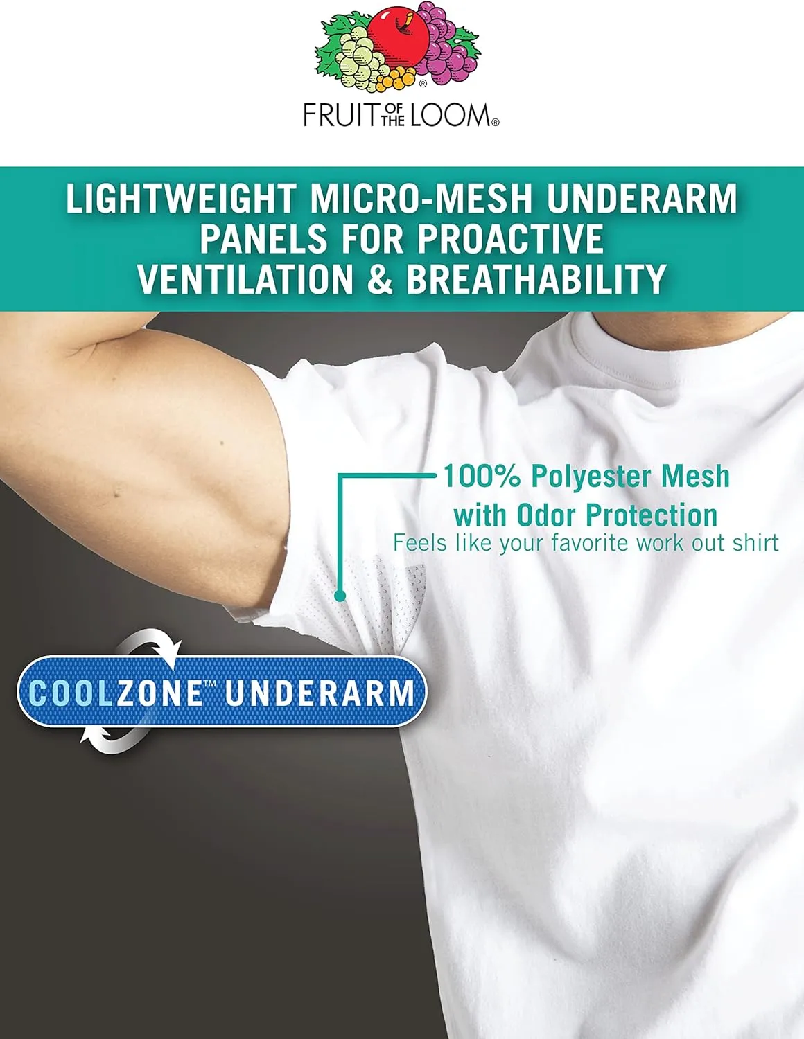 Fruit of the Loom Men's Cooling Undershirts, Quick Dry & Moisture Wicking