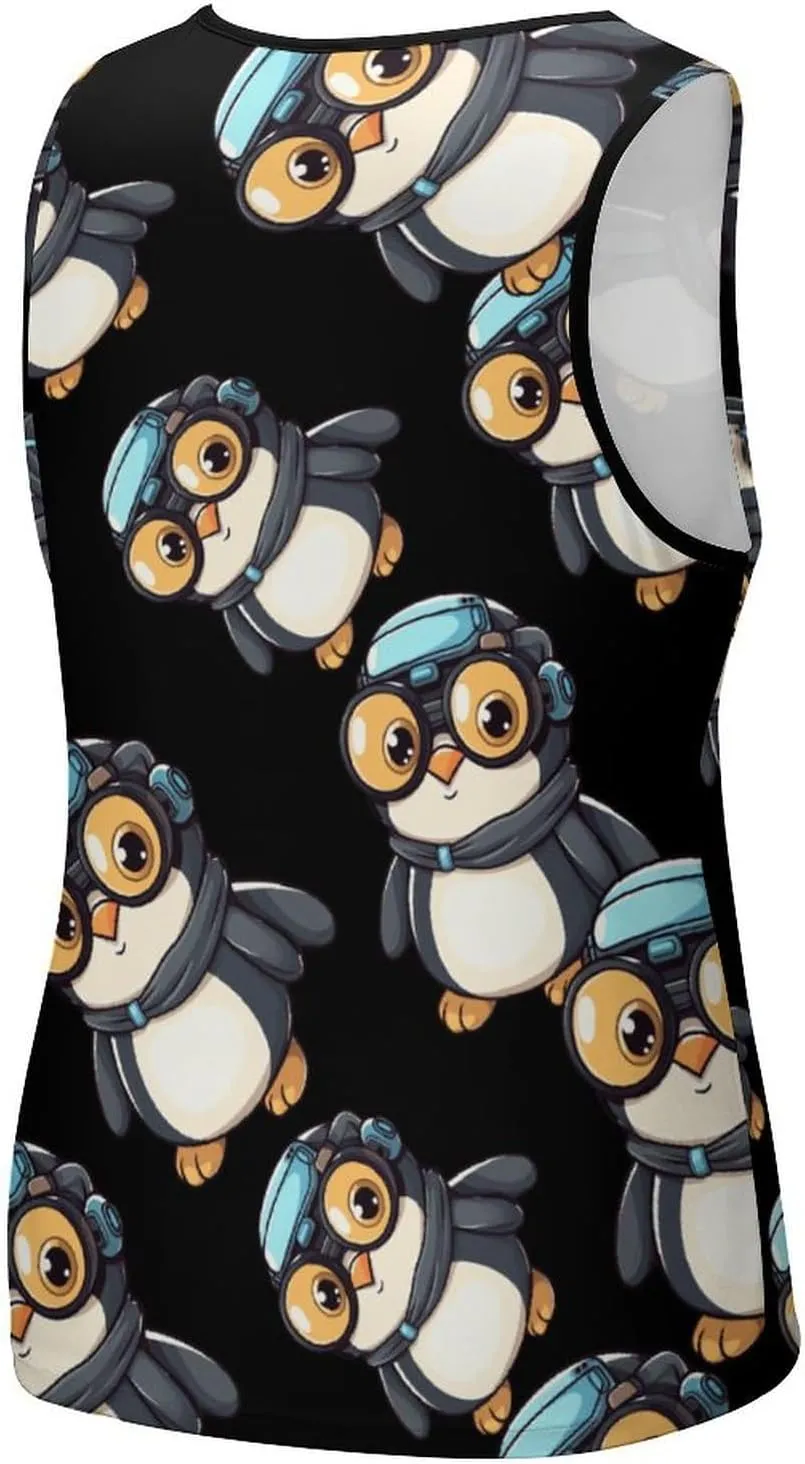 Funny Penguin Men's Tank Top Sleeveless Muscle Shirts Lightweight T-Shirt Gym Shirt Workout Tee