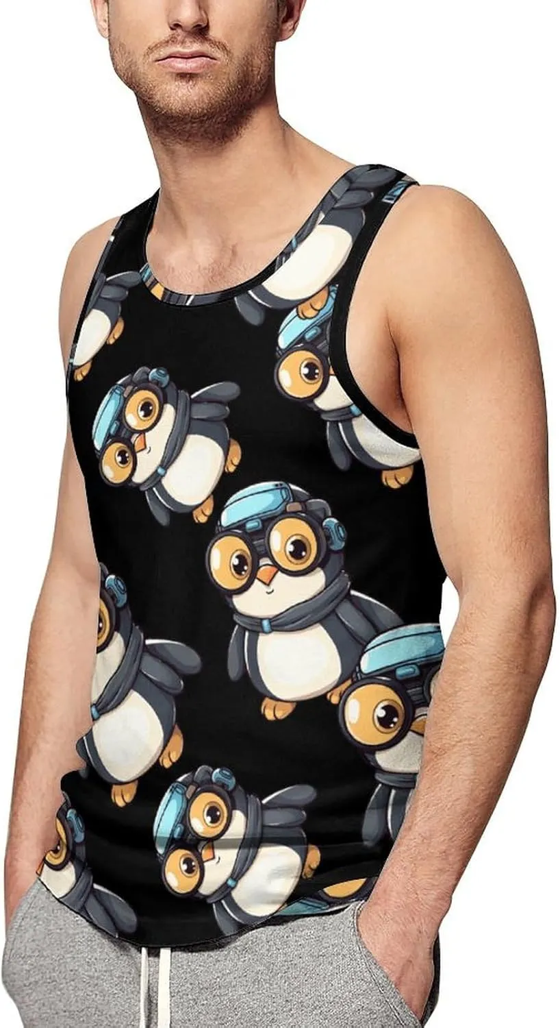 Funny Penguin Men's Tank Top Sleeveless Muscle Shirts Lightweight T-Shirt Gym Shirt Workout Tee