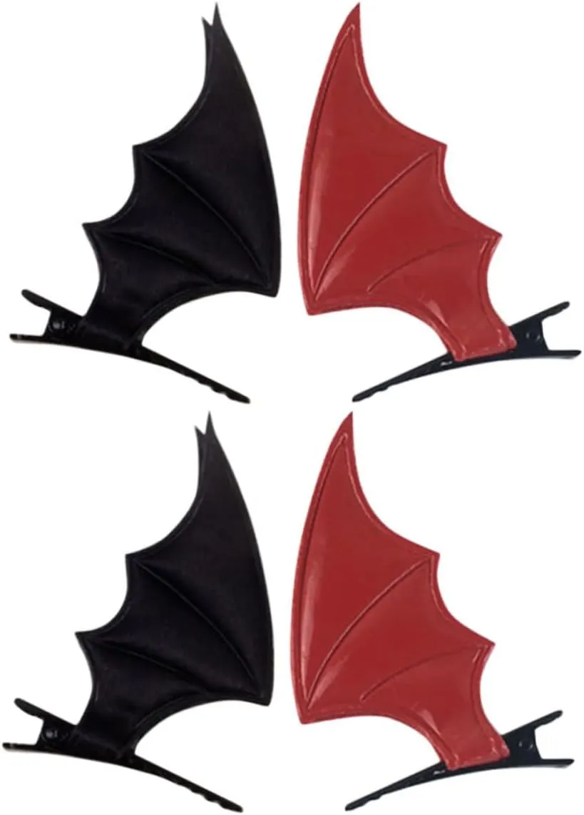 Garneck 4pcs Gothic Bat Hair Clips PU Halloween Accessories for Cosplay Parties Photoshoots Unique Design for Women Options