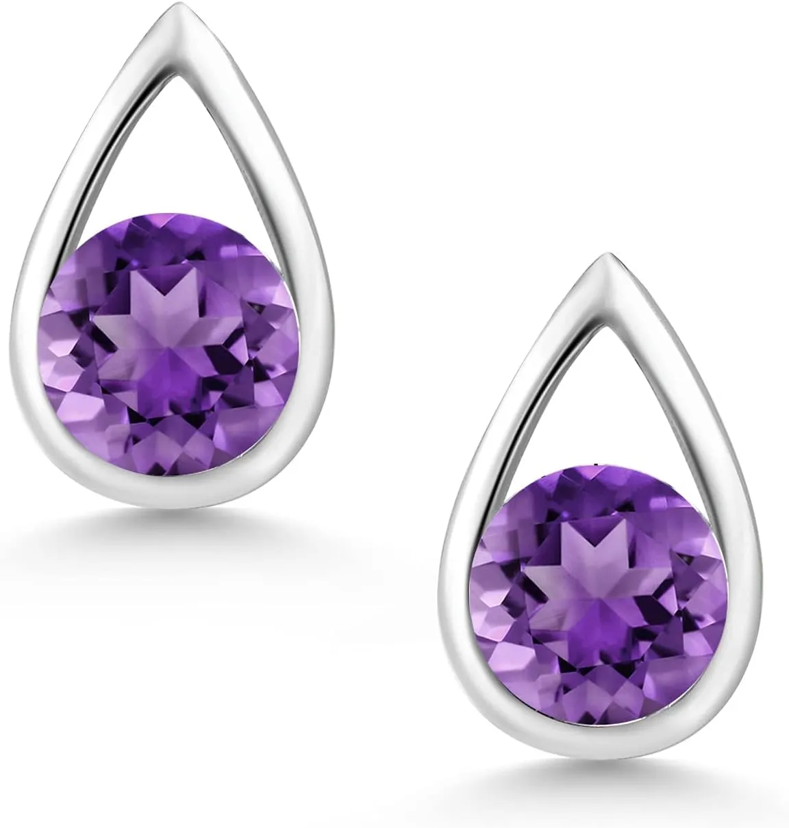 Gem Stone King Teardrop Stud Earrings For Women Men | 925 Sterling Silver | 5MM Round | Gemstone Birthstone | Fine Jewelry Gifts for Her Mom Women Wife