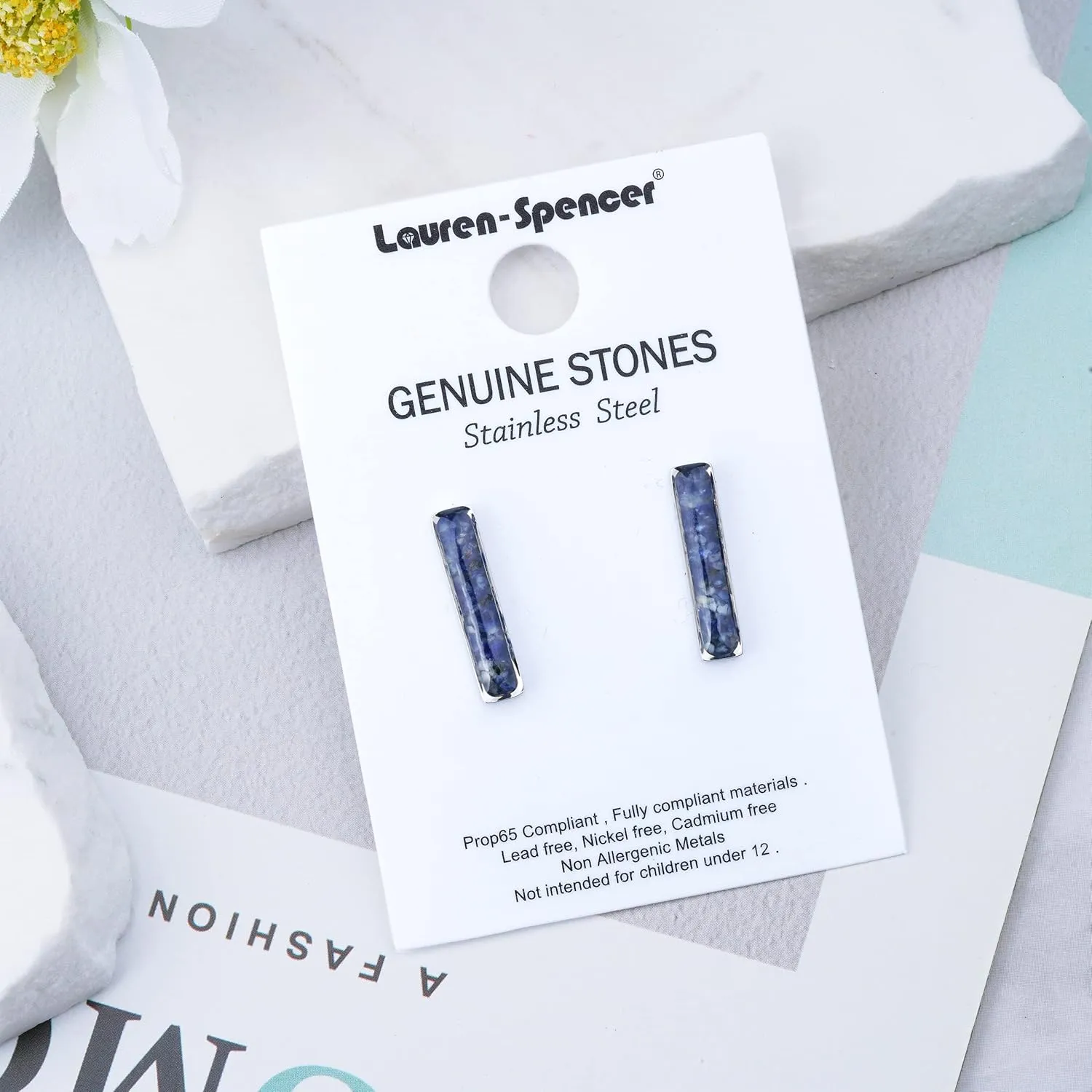 Gemstone Bar Stud Earrings for Women Dainty Small Turquoise Malachite Sodalite Earrings Natural Healing Crystal Stone Bar Earrings Studs for Women Girls Jewelry Gift