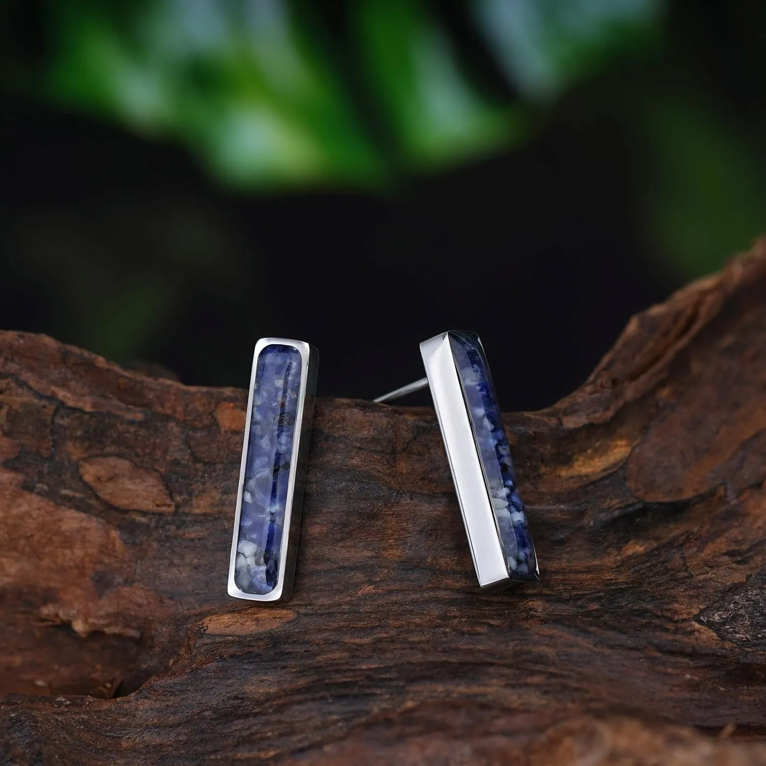 Gemstone Bar Stud Earrings for Women Dainty Small Turquoise Malachite Sodalite Earrings Natural Healing Crystal Stone Bar Earrings Studs for Women Girls Jewelry Gift