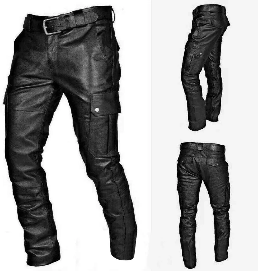 GIERIDUC Men's Faux Leather Pants Reversible Basketball Jerseys for Men Extra Long Lounge Pants Mens Athletic Dress Pants Men