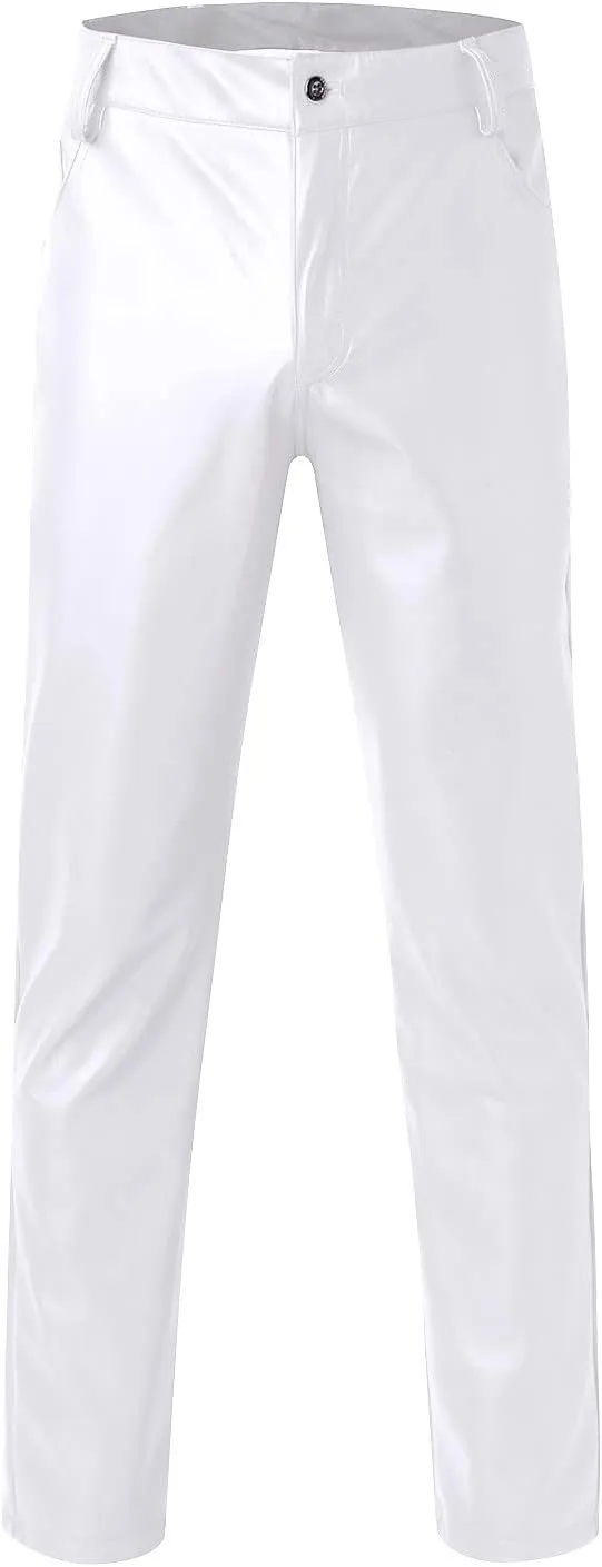 GIERIDUC Men's Faux Leather Pants Reversible Basketball Jerseys for Men Extra Long Lounge Pants Mens Athletic Dress Pants Men