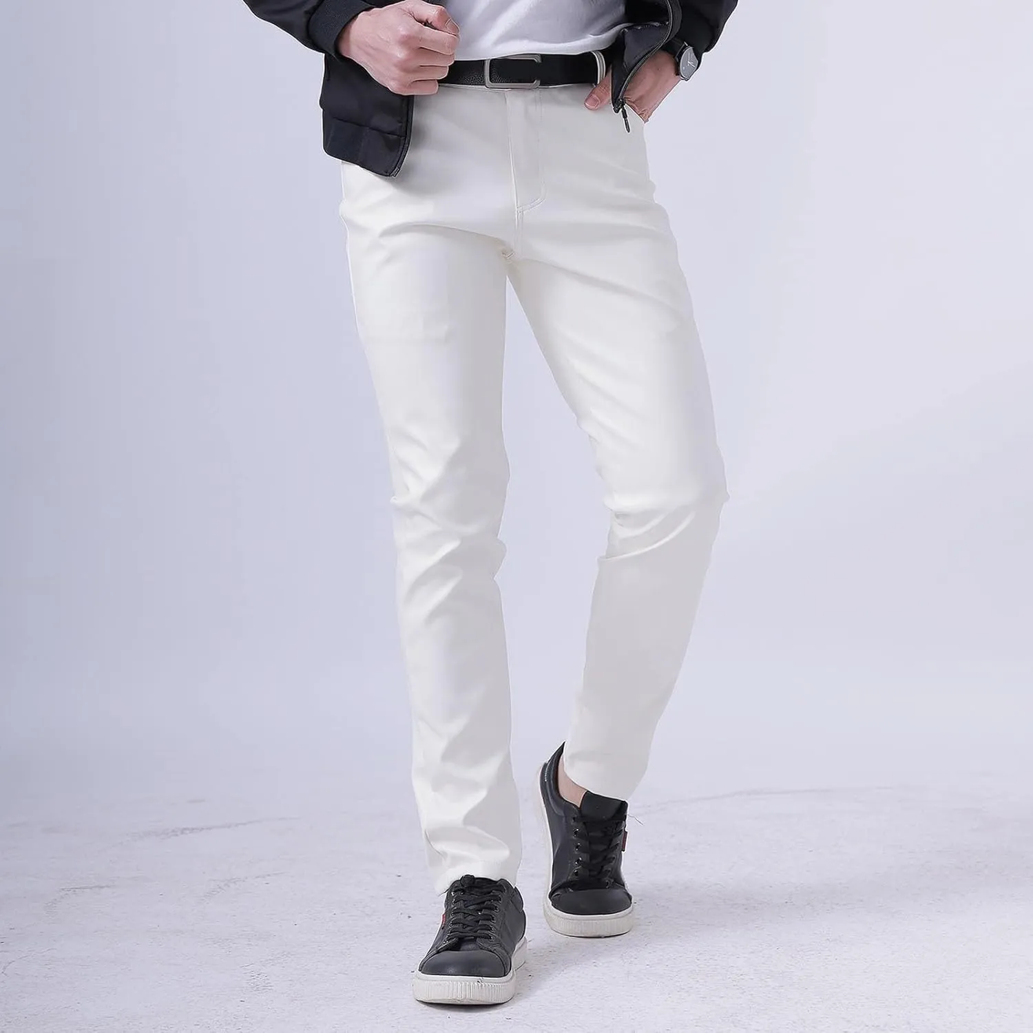 GIERIDUC Men's Faux Leather Pants Reversible Basketball Jerseys for Men Extra Long Lounge Pants Mens Athletic Dress Pants Men