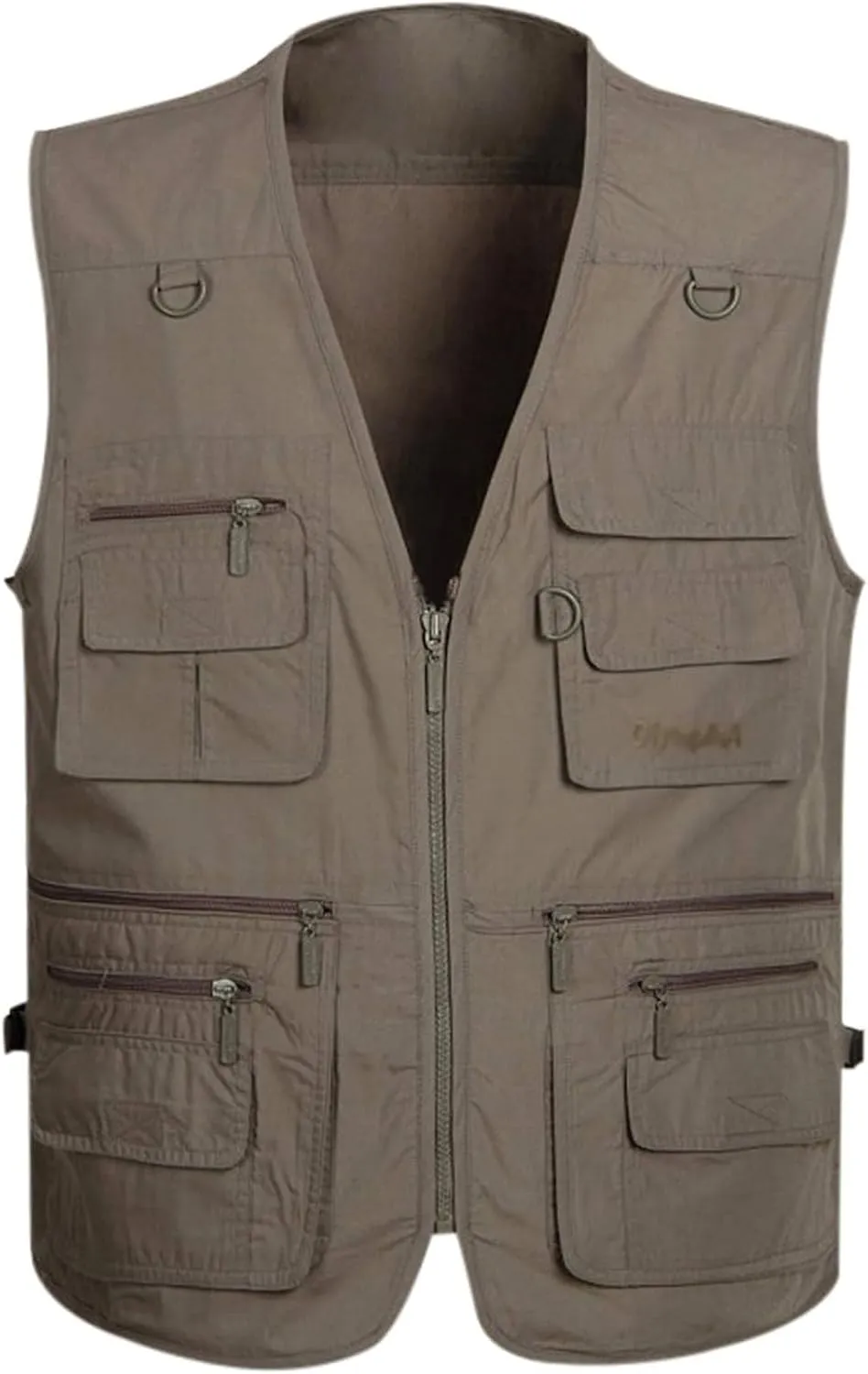 Gihuo Men's Fishing Vest Utility Safari Travel Vest with Pockets Outdoor Work Photo Cargo Fly Summer Vest
