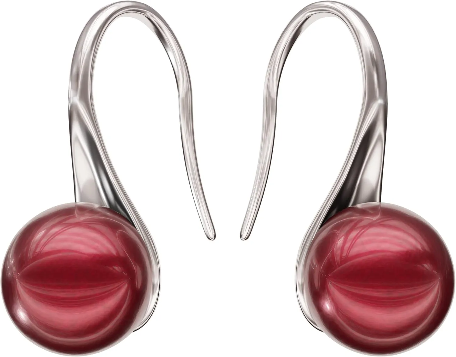 Glass Pearl & Hematite Crystal Accent Crown Shape Clip on Hook Earrings for Wedding, Bridal, Formal & Fashion (Red)
