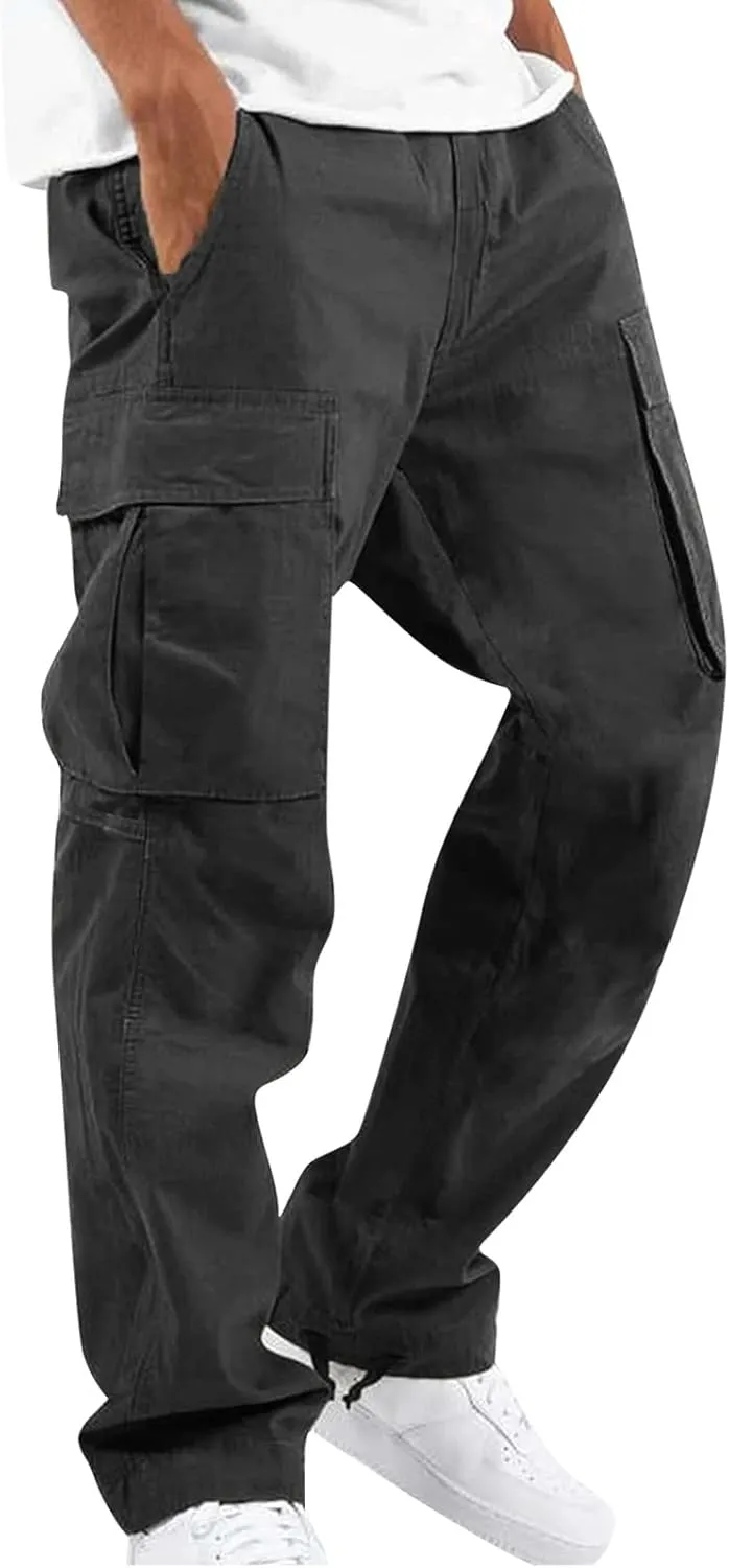 GOFULY Cargo Pants for Men Stretch Elastic Waist Drawstring Hiking Pants with Multi Pockets Sweatpants 2024 Joggers Trouser