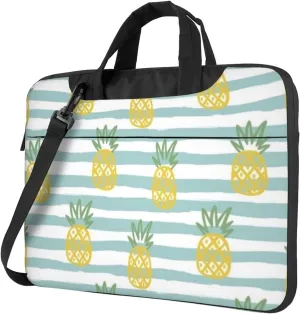 Gold Pineapple Blue Theme Durable 13-15.6 Inch Laptop Bag For Man And Women, Computer Messenger Bag, Trendy Shoulder Strap Design
