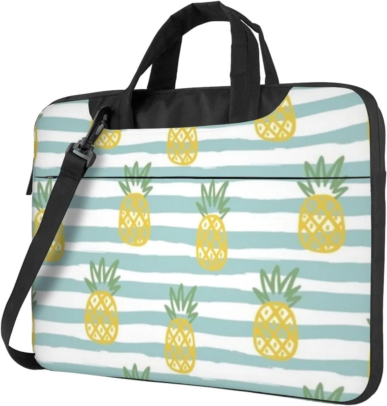 Gold Pineapple Blue Theme Durable 13-15.6 Inch Laptop Bag For Man And Women, Computer Messenger Bag, Trendy Shoulder Strap Design