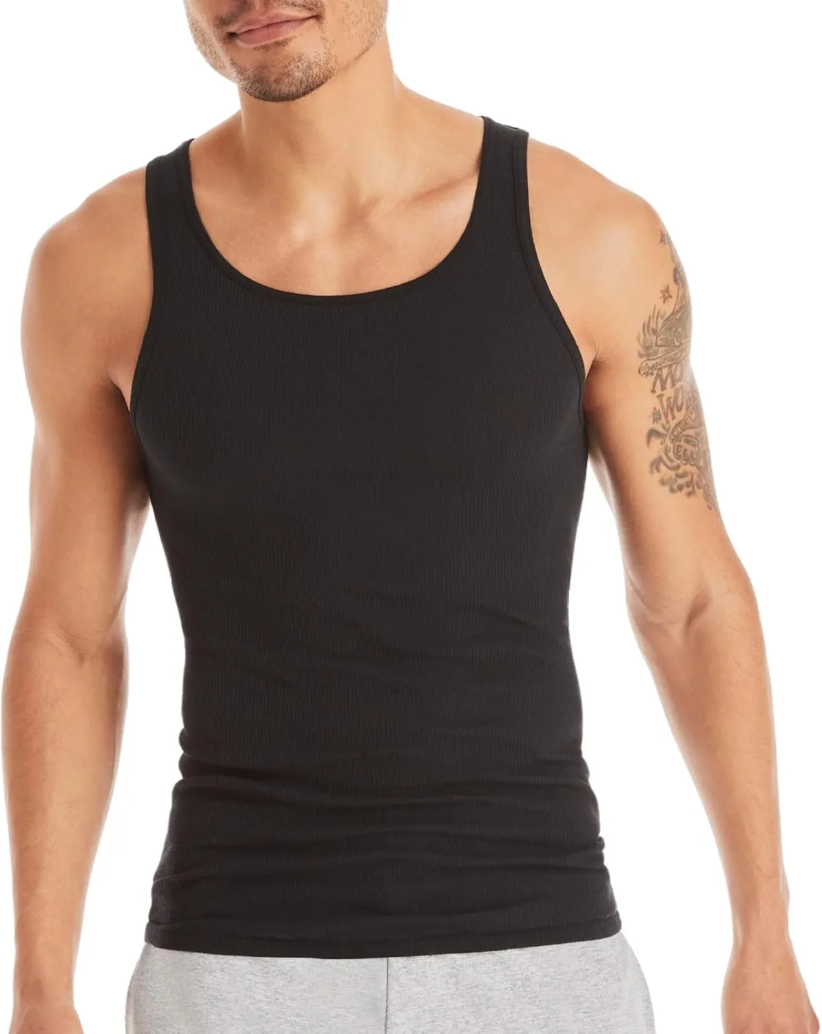 Hanes Men's, Moisture-Wicking Ribbed, Lightweight Cotton Tank Undershirts, Multi-Pack