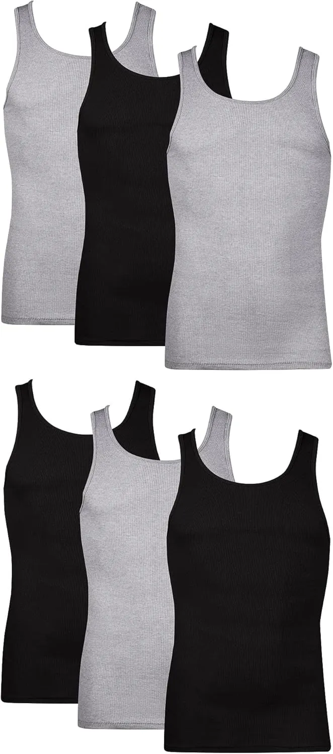 Hanes Men's, Moisture-Wicking Ribbed, Lightweight Cotton Tank Undershirts, Multi-Pack