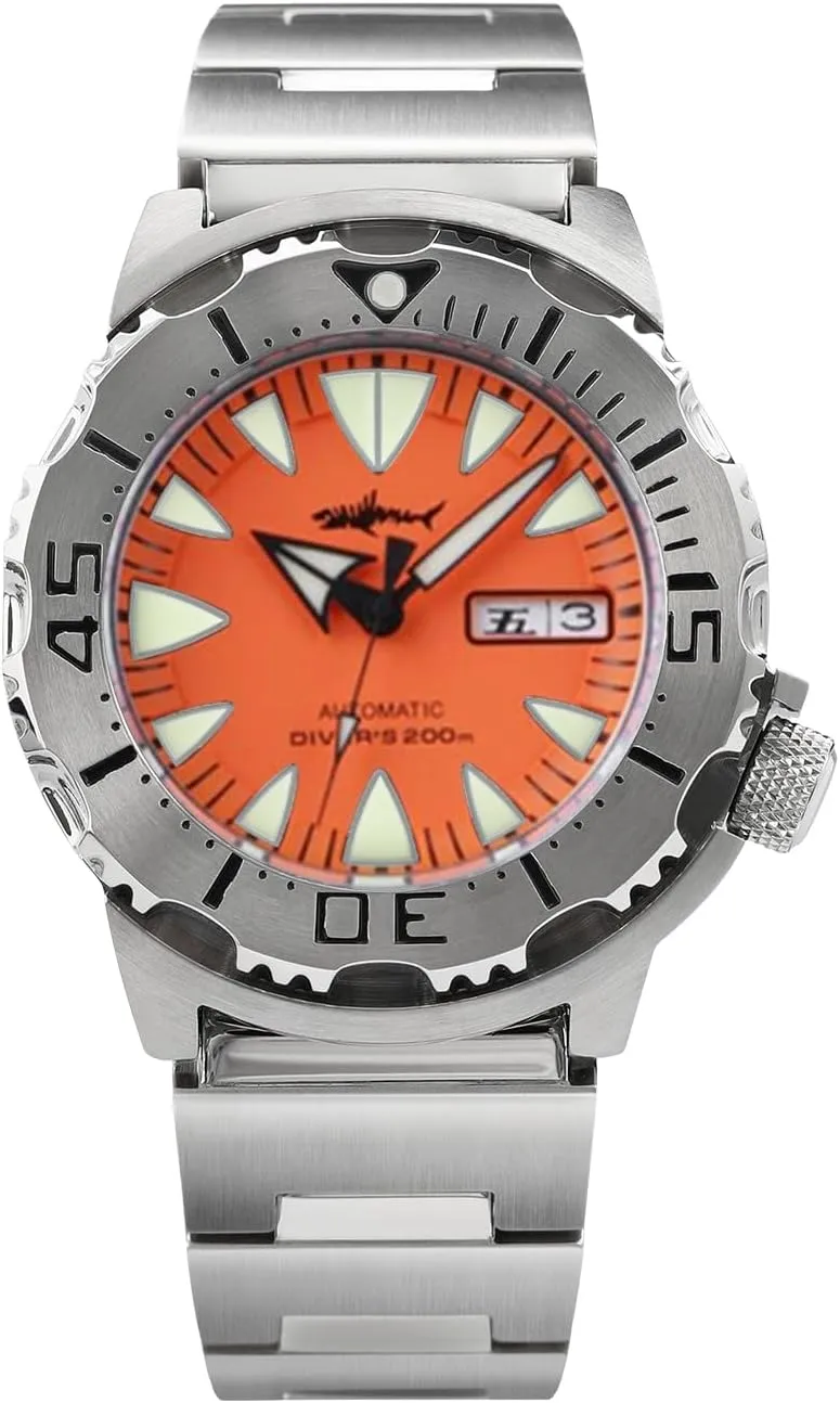 Heimdallr Watches for Men, NH36A Automatic Wristwatch 200M Diving Watch Sapphire Crystal Luminous Mens Watch with 316L Stainless Steel Bracelet V1 Version