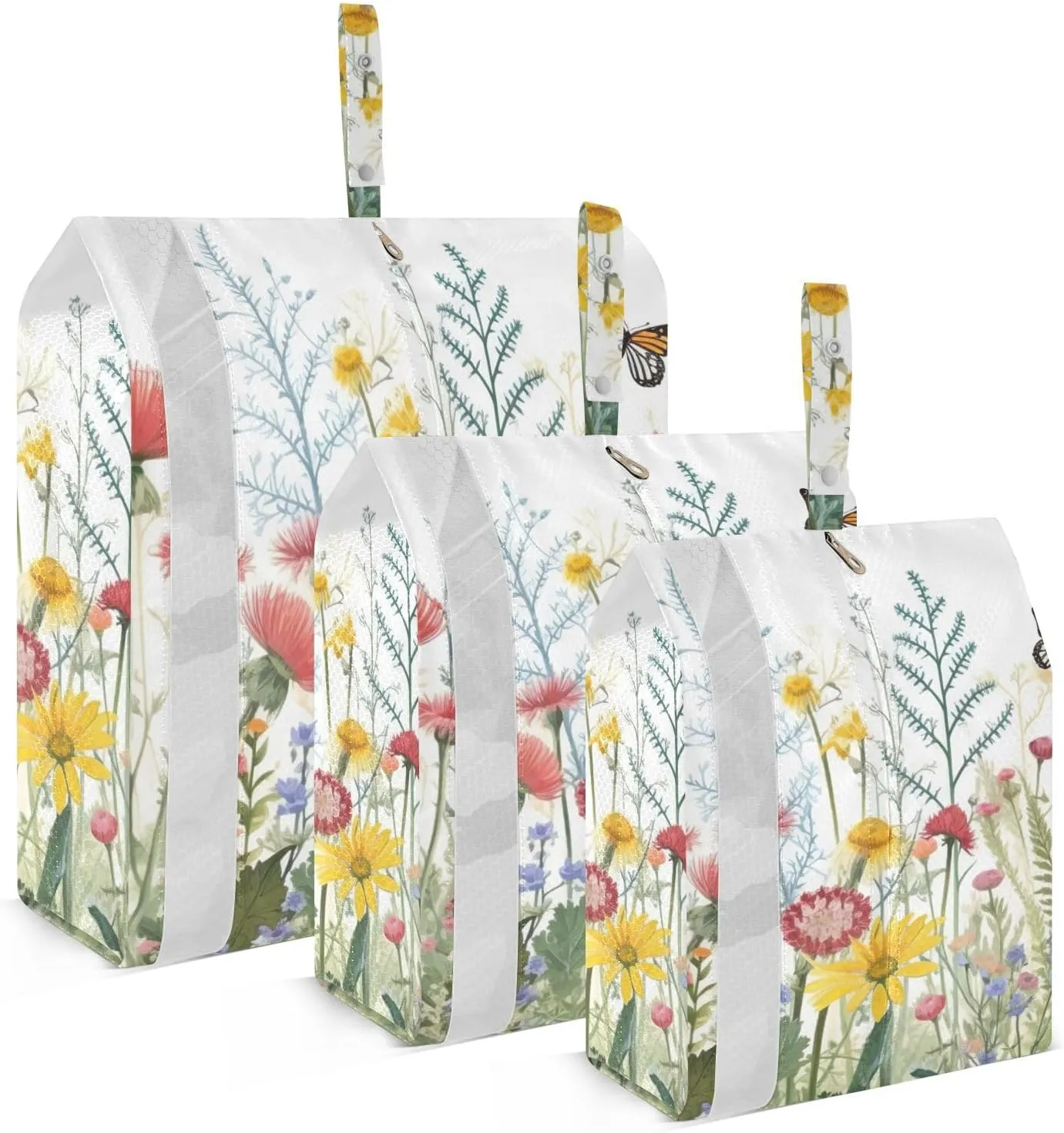 Herbs Flowers Packing Cubes Set of 3, Lightweight Travel Luggage Organizers Foldable Bags for Easy Packing and Organization