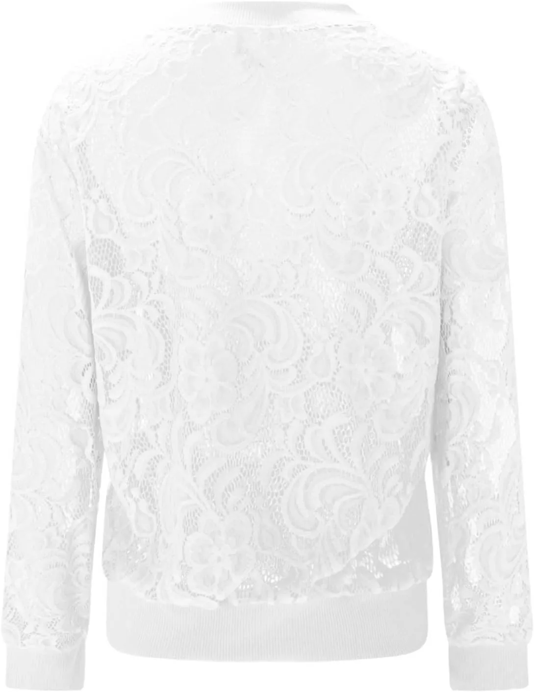 HGps8w Floral Lace Jackets for Women's Stand Collar Zip Up Mesh Sheer Baseball Jacket
