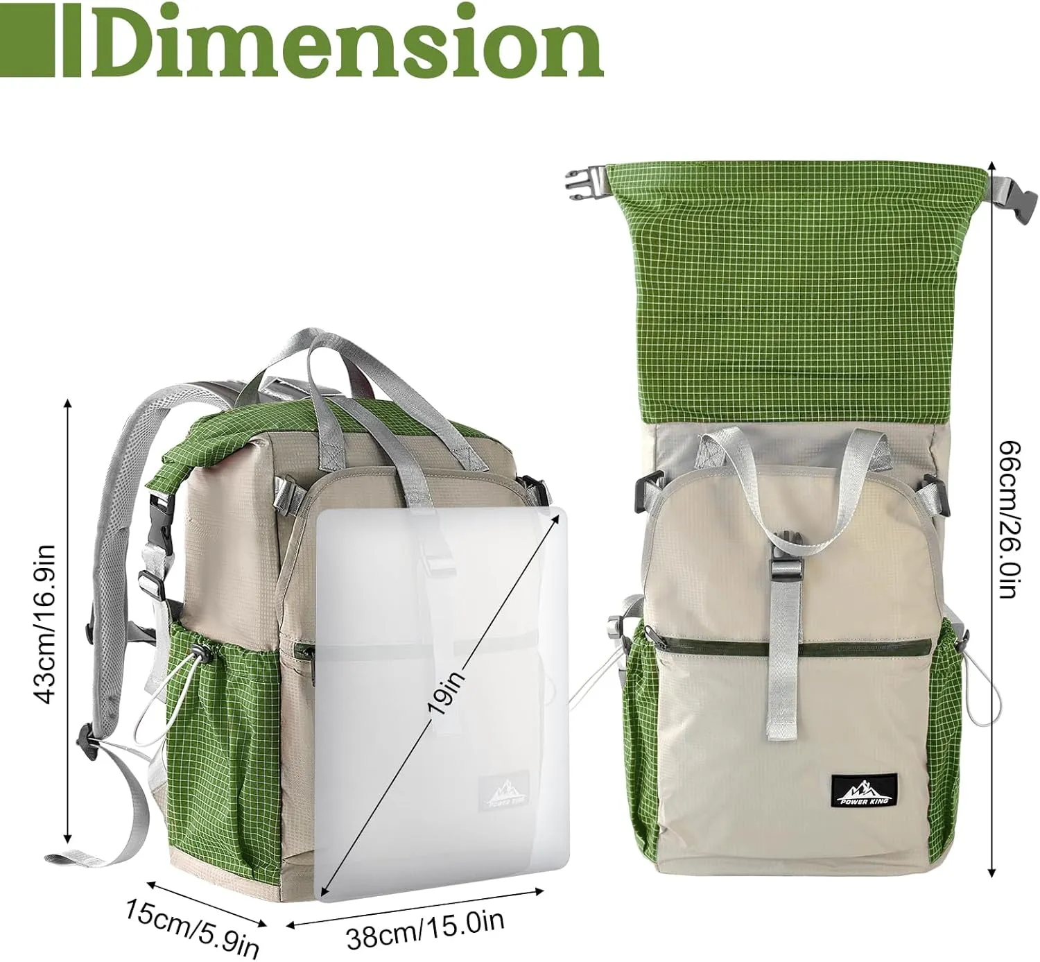 Hiking Backpack 35L, Lightweight Portable Backpacks,Water-resistant UHMWPE Casual Daypack Backpacks For Man Woman,Foldable Camping Backpack Fit For Hiking Camping Travel (Green)