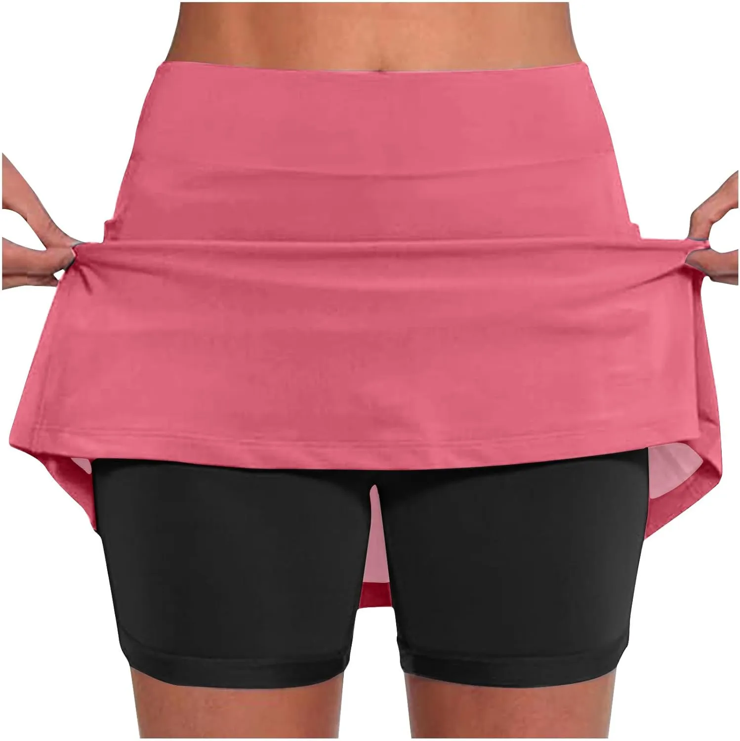 hlysgo Womens Tennis Skort with Shorts High Waisted 2 in 1 Flowy Basic Versatile Skorts Plus Size Workout Athletic Shorts