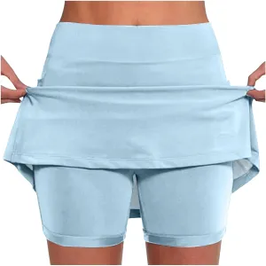 hlysgo Womens Tennis Skort with Shorts High Waisted 2 in 1 Flowy Basic Versatile Skorts Plus Size Workout Athletic Shorts