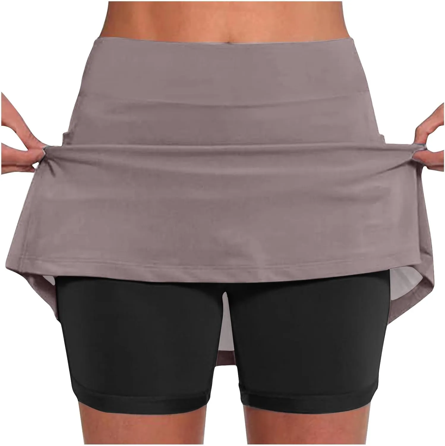 hlysgo Womens Tennis Skort with Shorts High Waisted 2 in 1 Flowy Basic Versatile Skorts Plus Size Workout Athletic Shorts