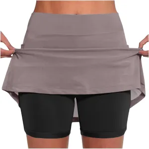 hlysgo Womens Tennis Skort with Shorts High Waisted 2 in 1 Flowy Basic Versatile Skorts Plus Size Workout Athletic Shorts