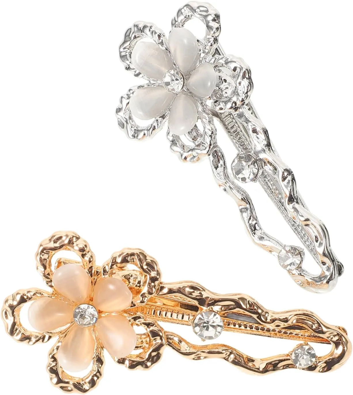 Homoyoyo 2pcs Metal Flower Hair Clips Alligator Style Hairpins for Women Elegant Flower Design for Parties Daily Wear and Special Occasions