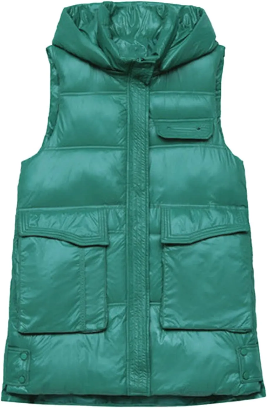 Hot Down Womens Vest Women Quilted Sleeveless Jacket Vest Hooded Thick Long Coat Winter Warm Womens Winter Jacket